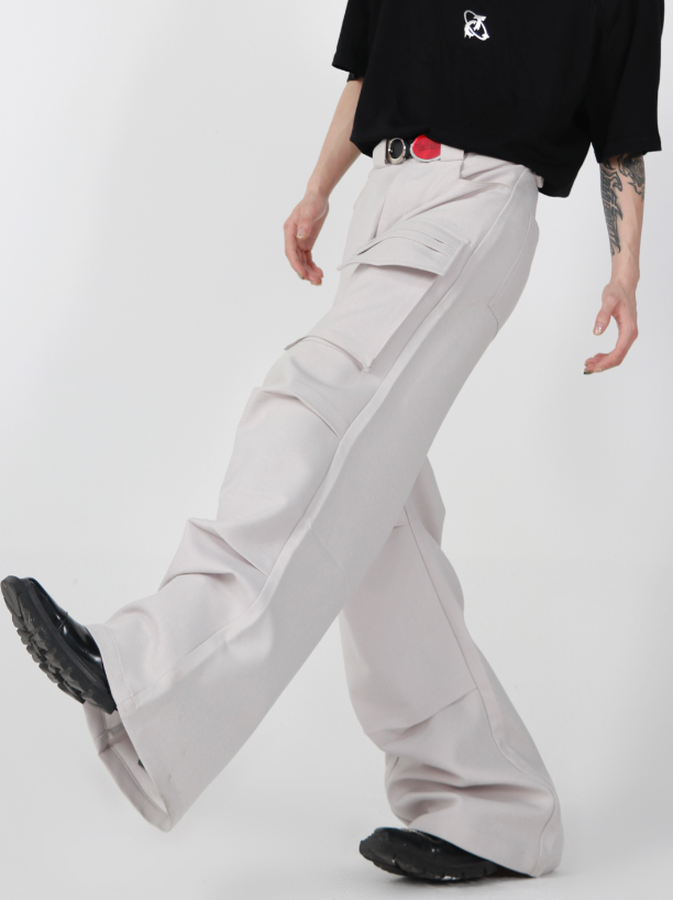 large pocket design loose trousers  US2009