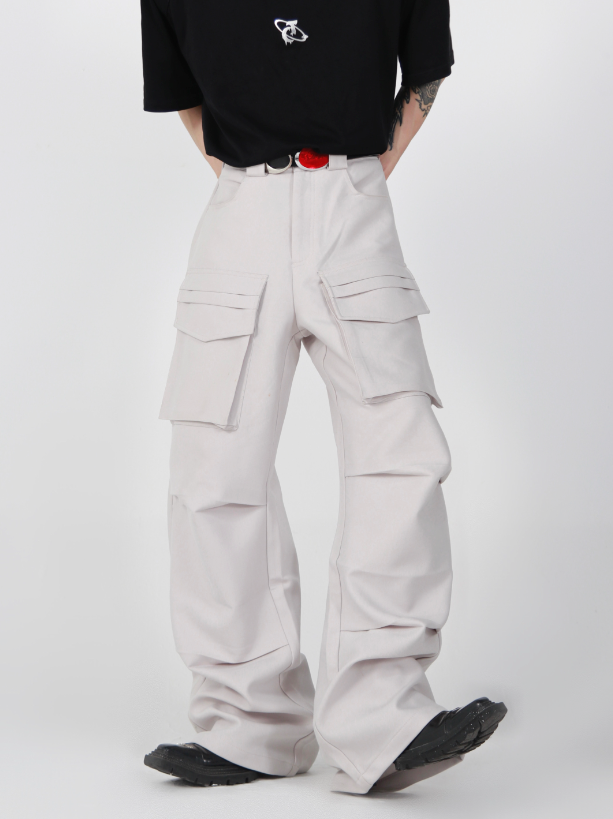 large pocket design loose trousers  US2009