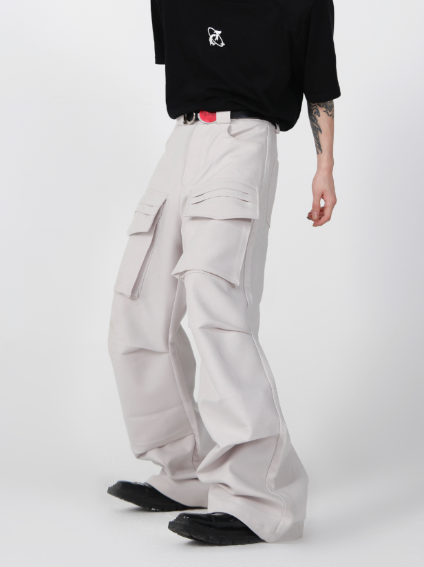 large pocket design loose trousers  US2009