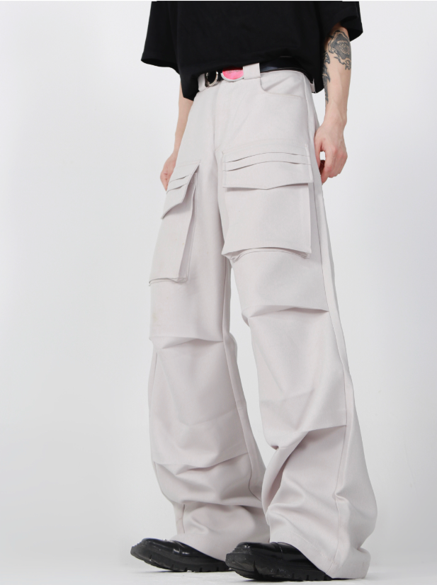 large pocket design loose trousers  US2009