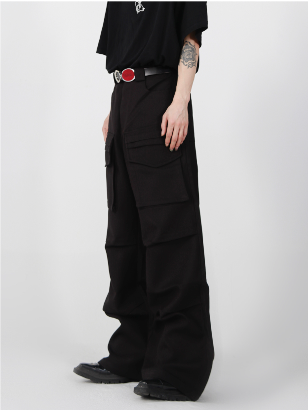 large pocket design loose trousers  US2009