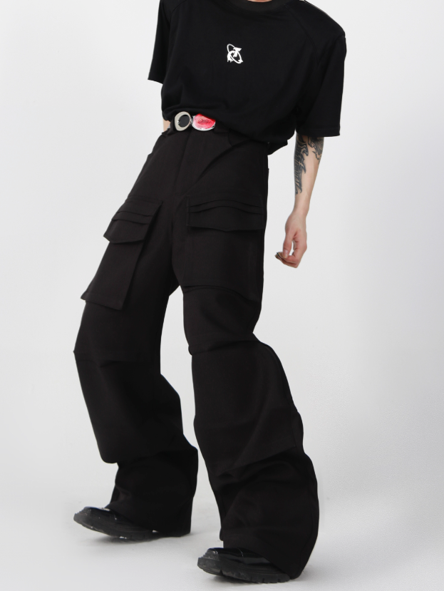 large pocket design loose trousers  US2009