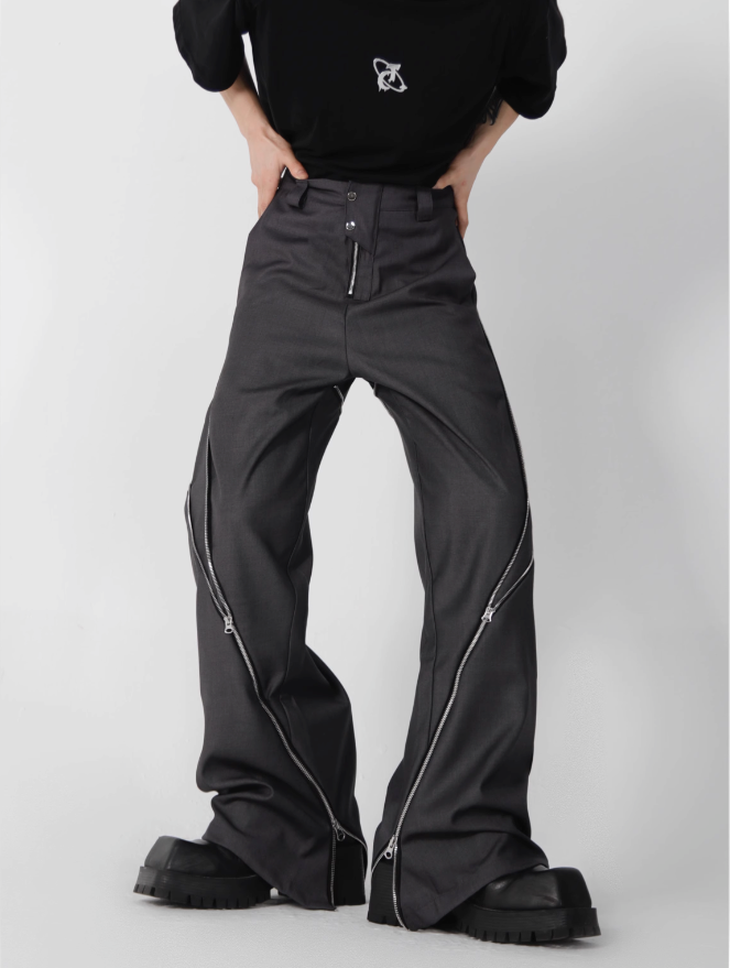 structure design sense zipper slit straight casual pants  US2024