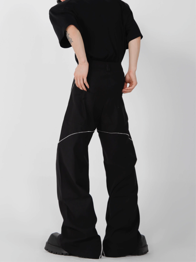 structure design sense zipper slit straight casual pants  US2024