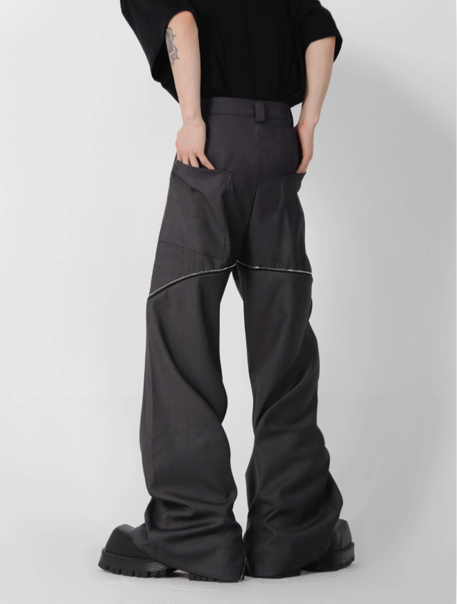 structure design sense zipper slit straight casual pants  US2024