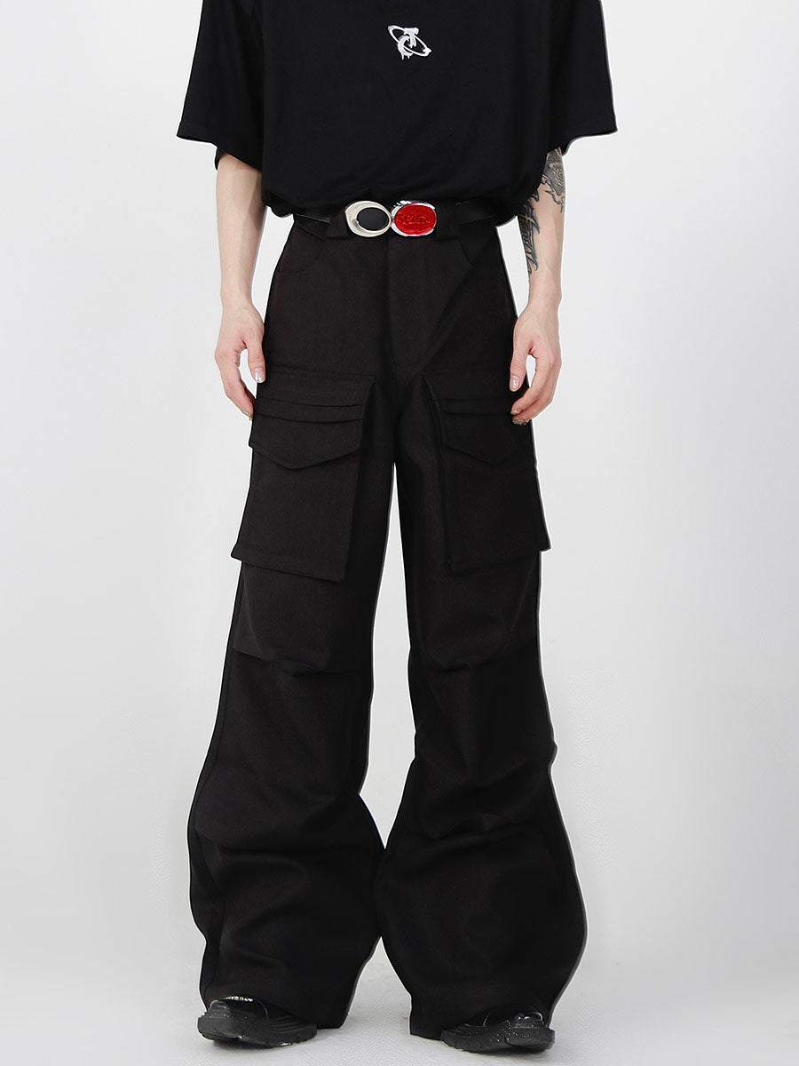 large pocket design loose trousers  US2009