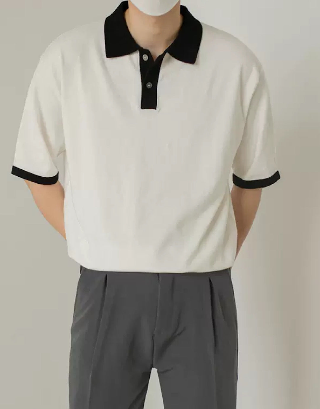 simple monochrome polo shirt  US1414