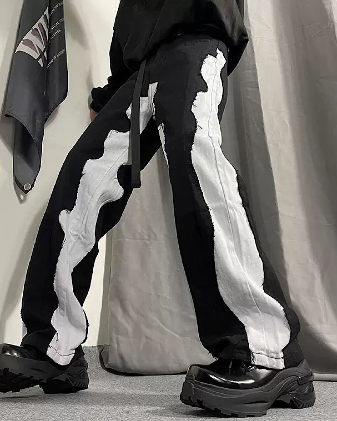 monochrome damage pants  US1352