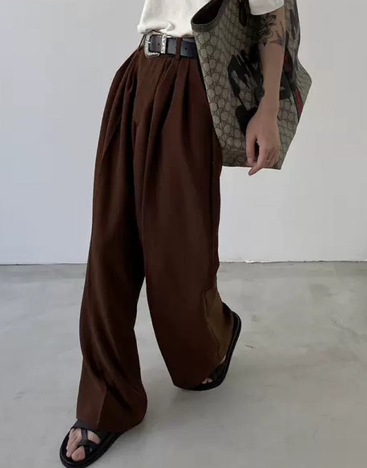 droop wide brown pants  US1948