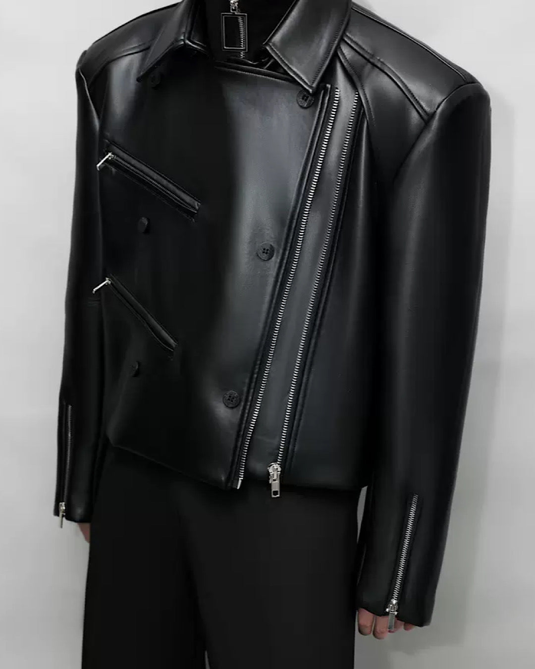 covered leather jacket  US1733