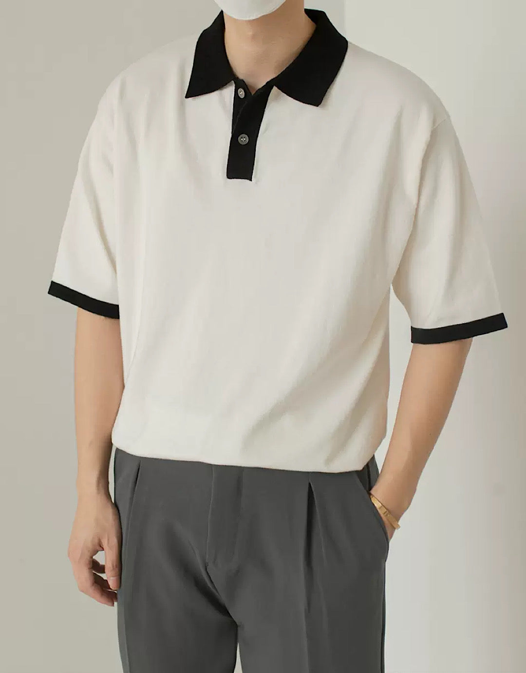 simple monochrome polo shirt  US1414