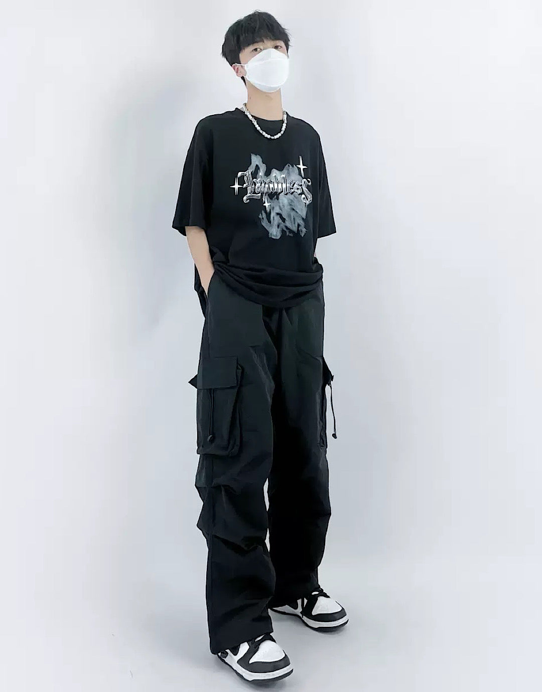 loose silhouette cargo pants  US1375