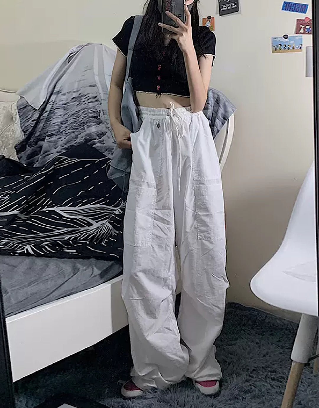 white base wide pants  US1675