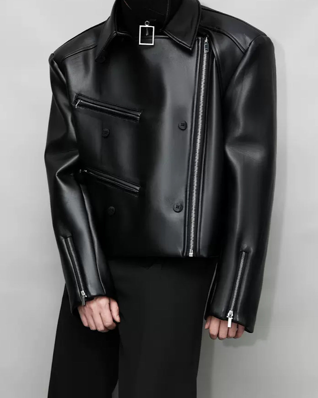 covered leather jacket  US1733