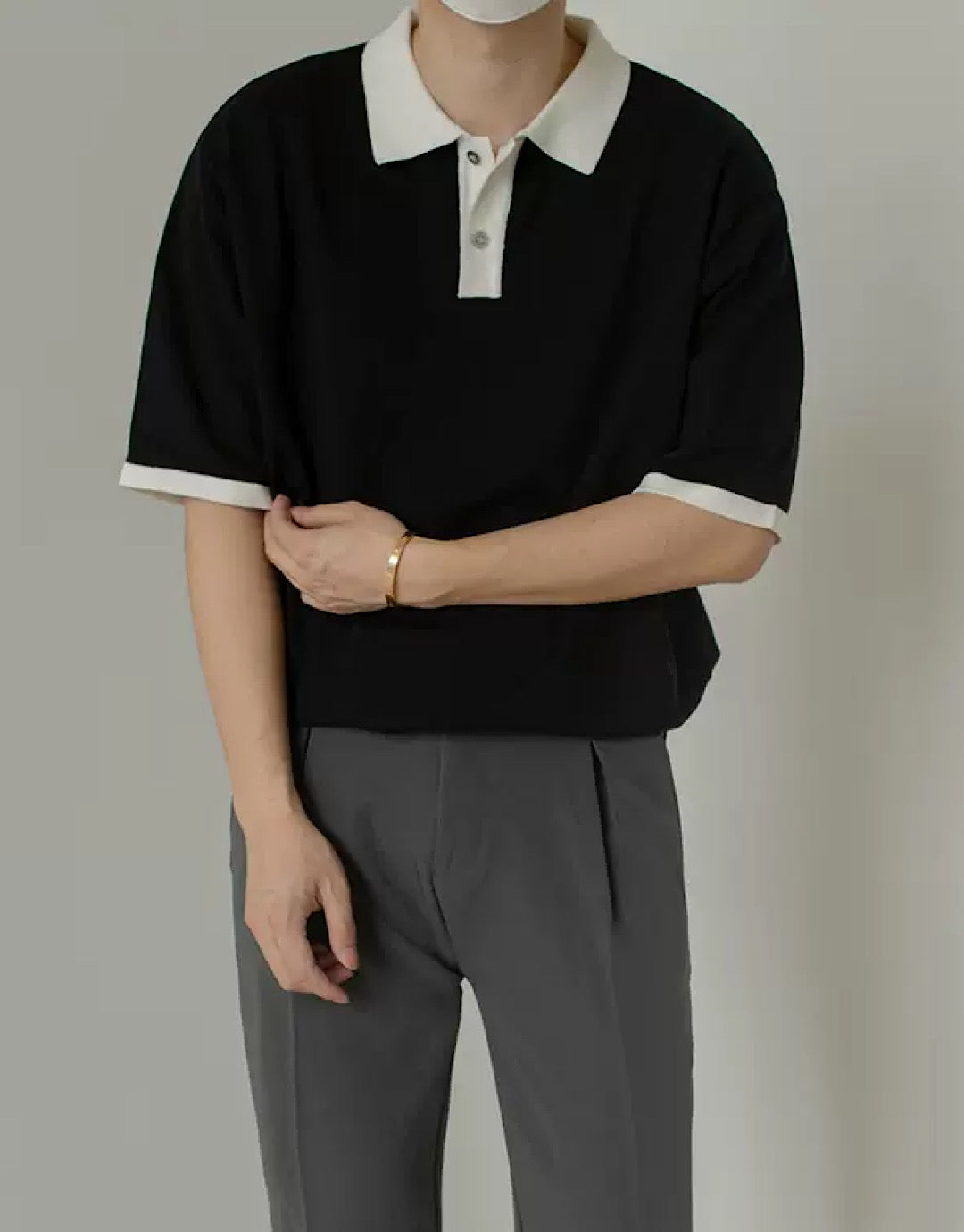 simple monochrome polo shirt  US1414