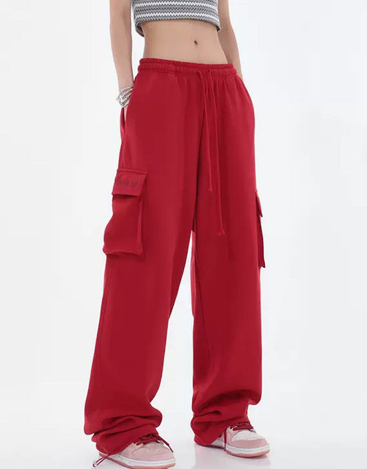 red sweat cargo pants  US1490