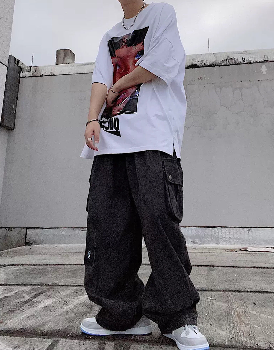 【UUCSCC】Folded black balloon pants  US0012