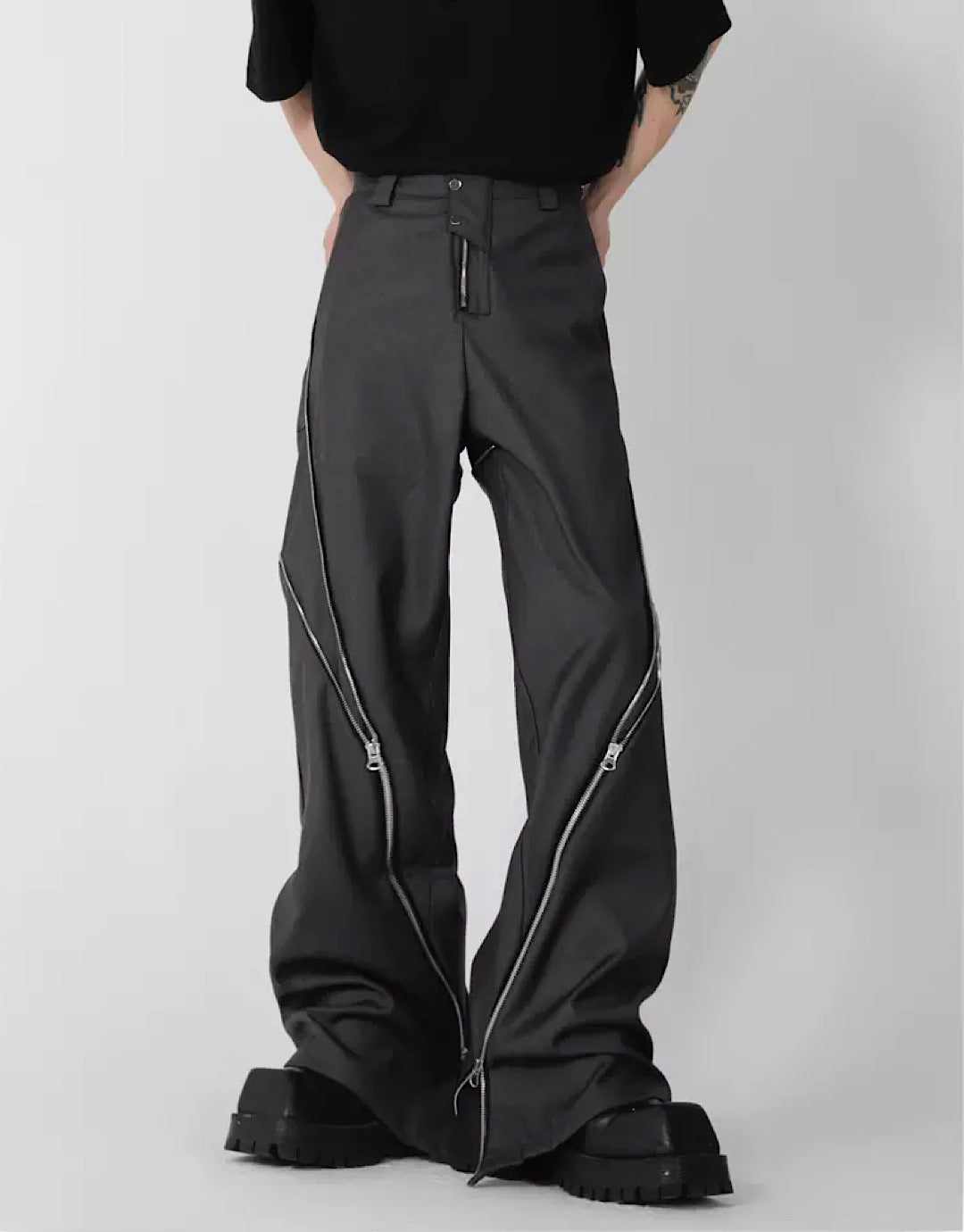 side zipper flared pants  US1853