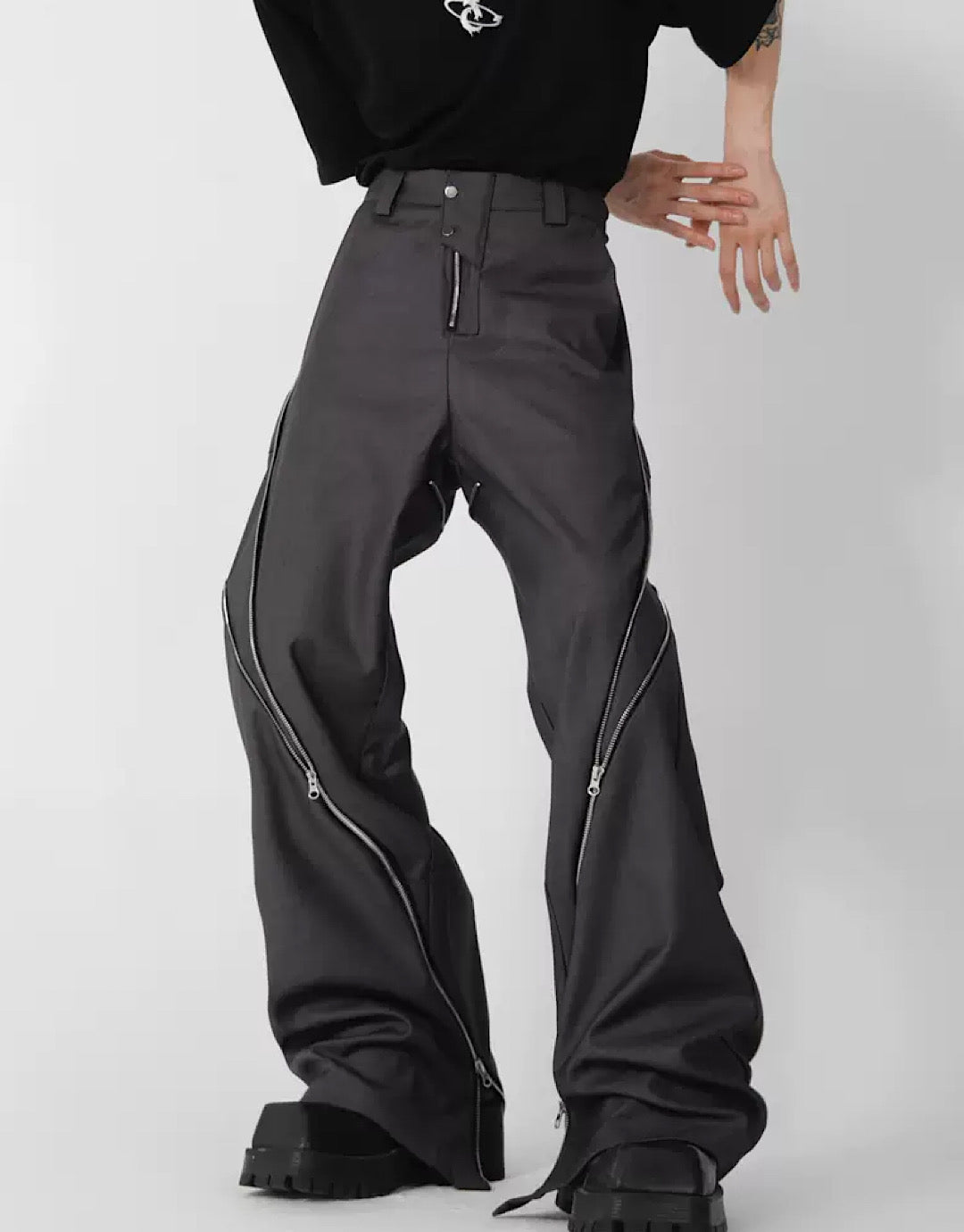 side zipper flared pants  US1853