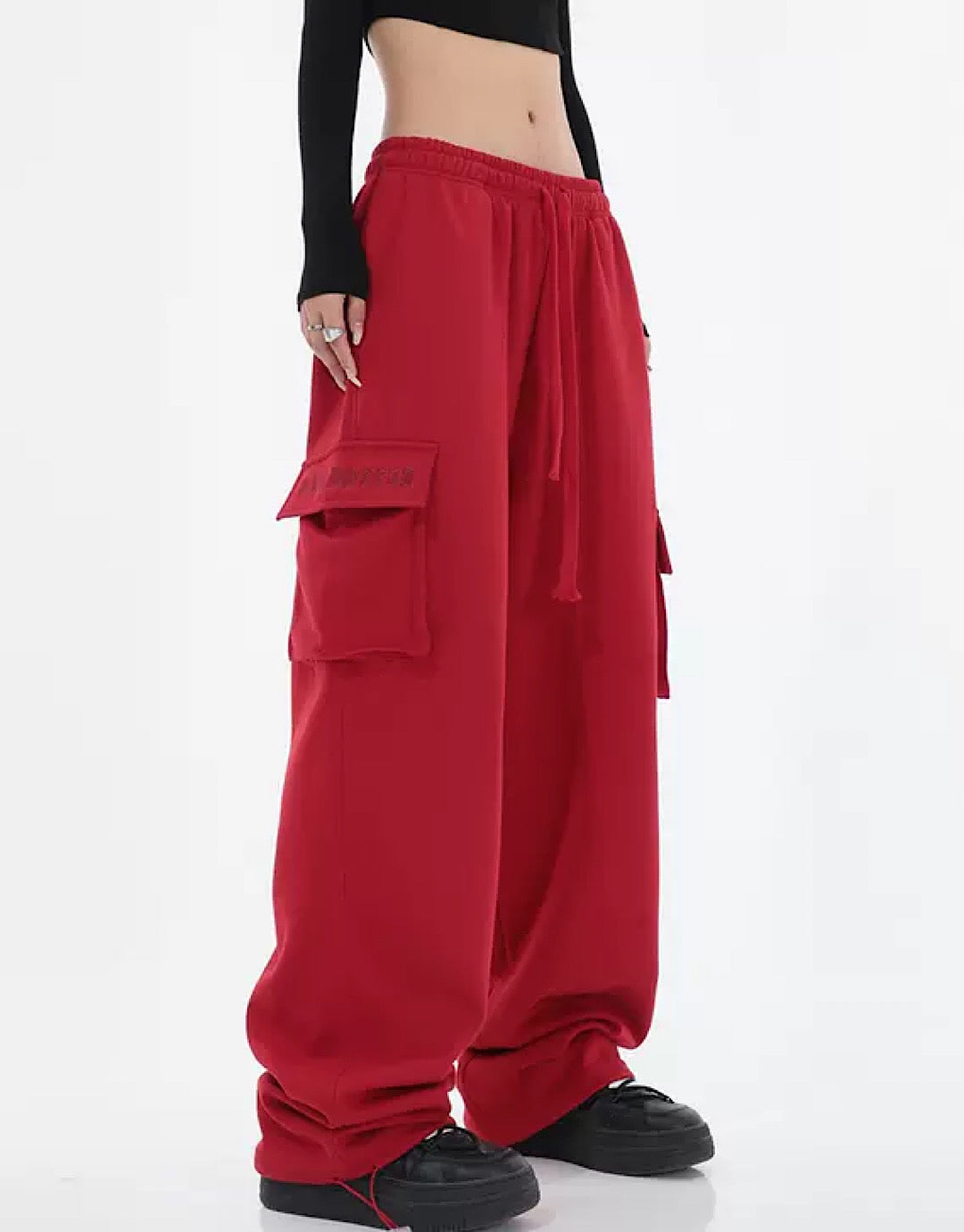 red sweat cargo pants  US1490