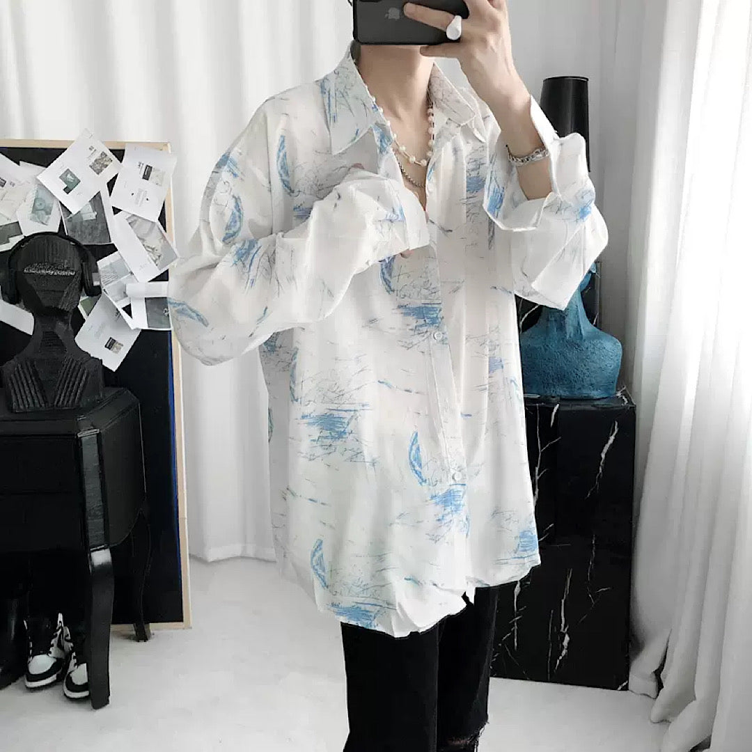 blue effect shirt  US1092