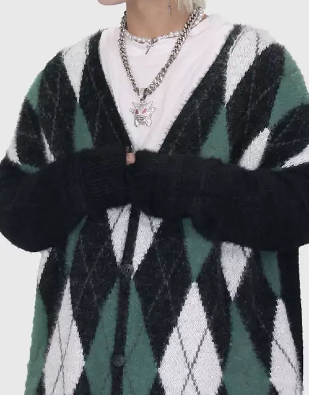 rhombus green cardigan US1493