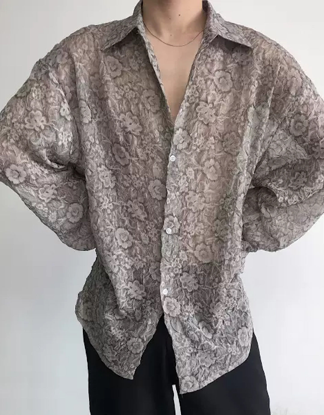 balpflower sheer shirt  US1960