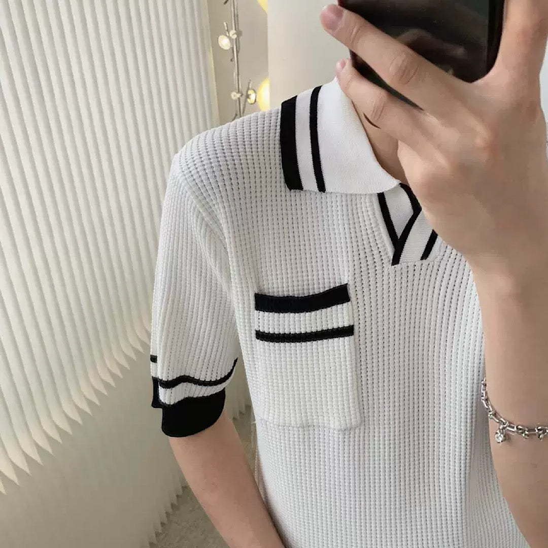 casual knit poloshirt  US1074