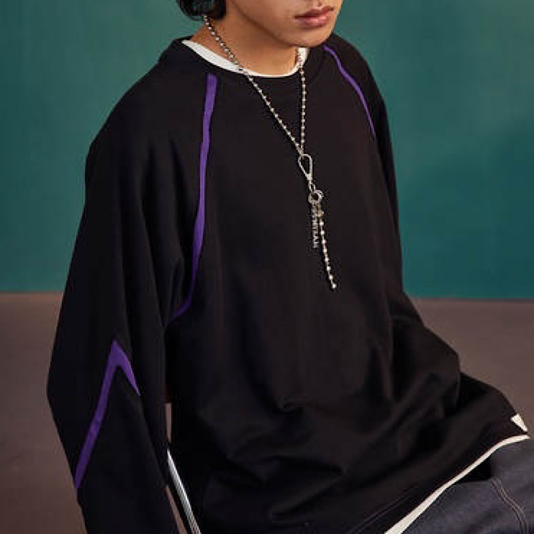 cross line long T-shirt  US1802