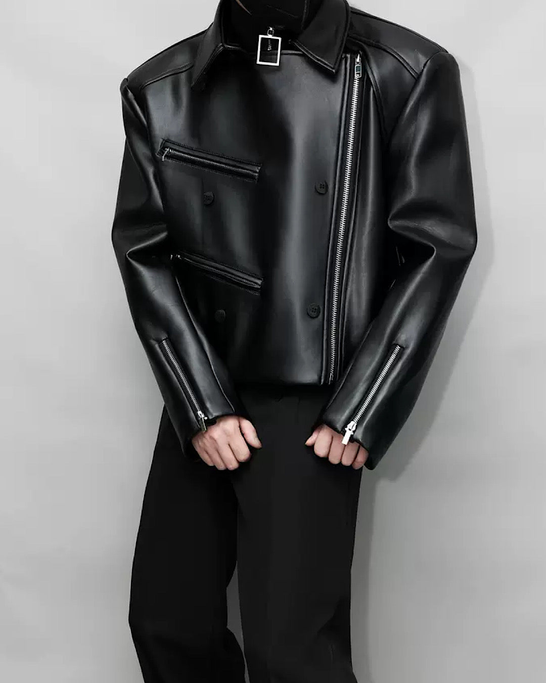 covered leather jacket  US1733