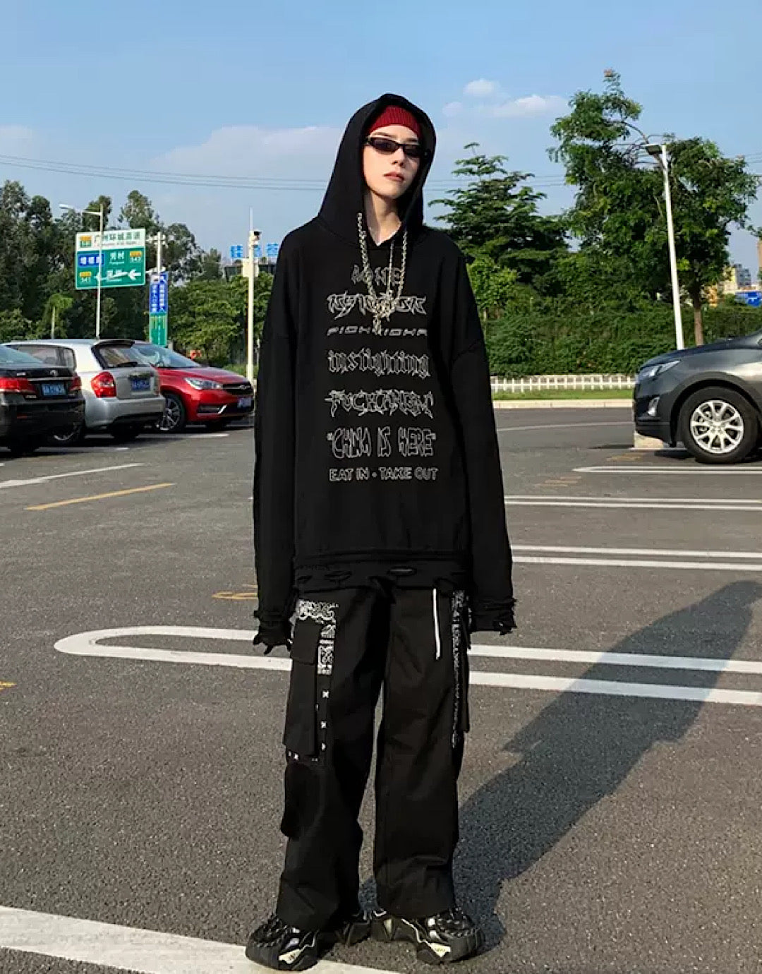 street damage oversize hoodies  US1236