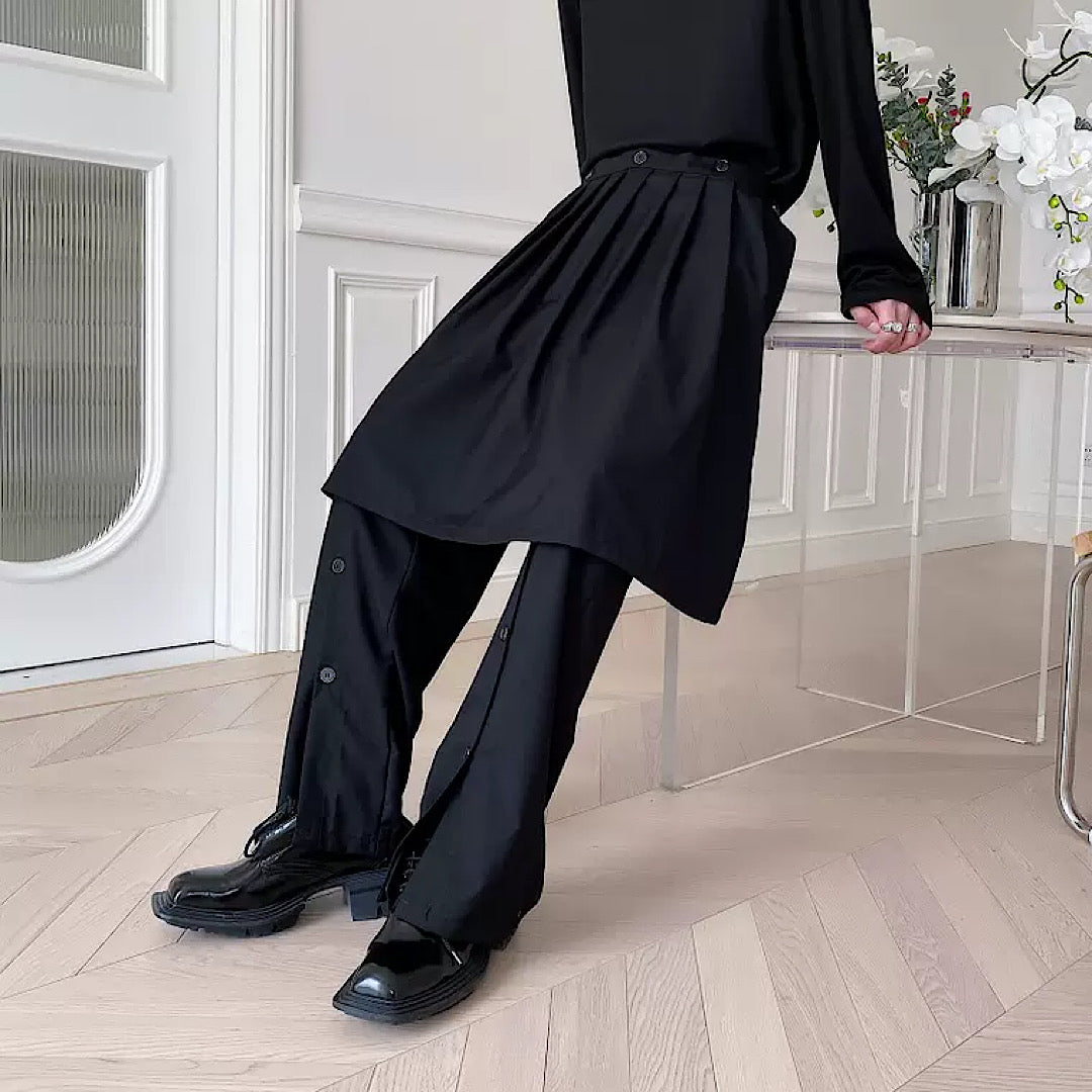 dark straight wide pants  US1012