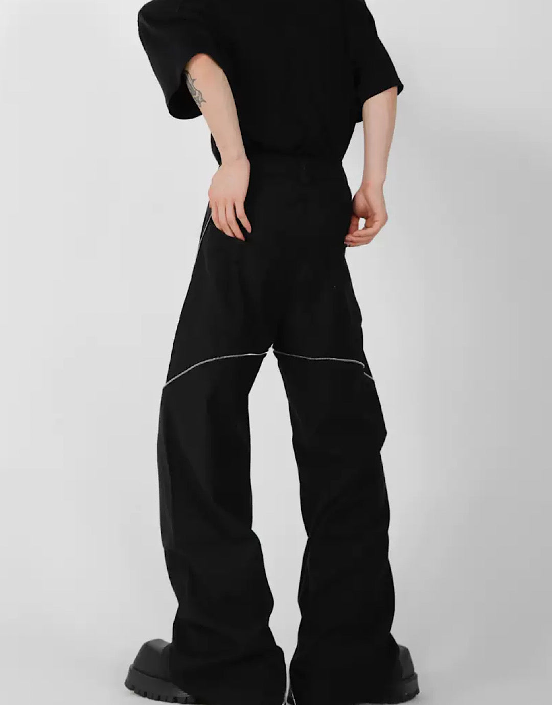 side zipper flared pants  US1853