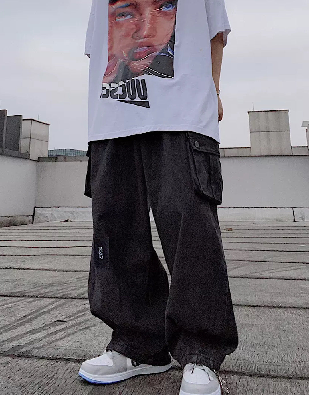 【UUCSCC】Folded black balloon pants  US0012