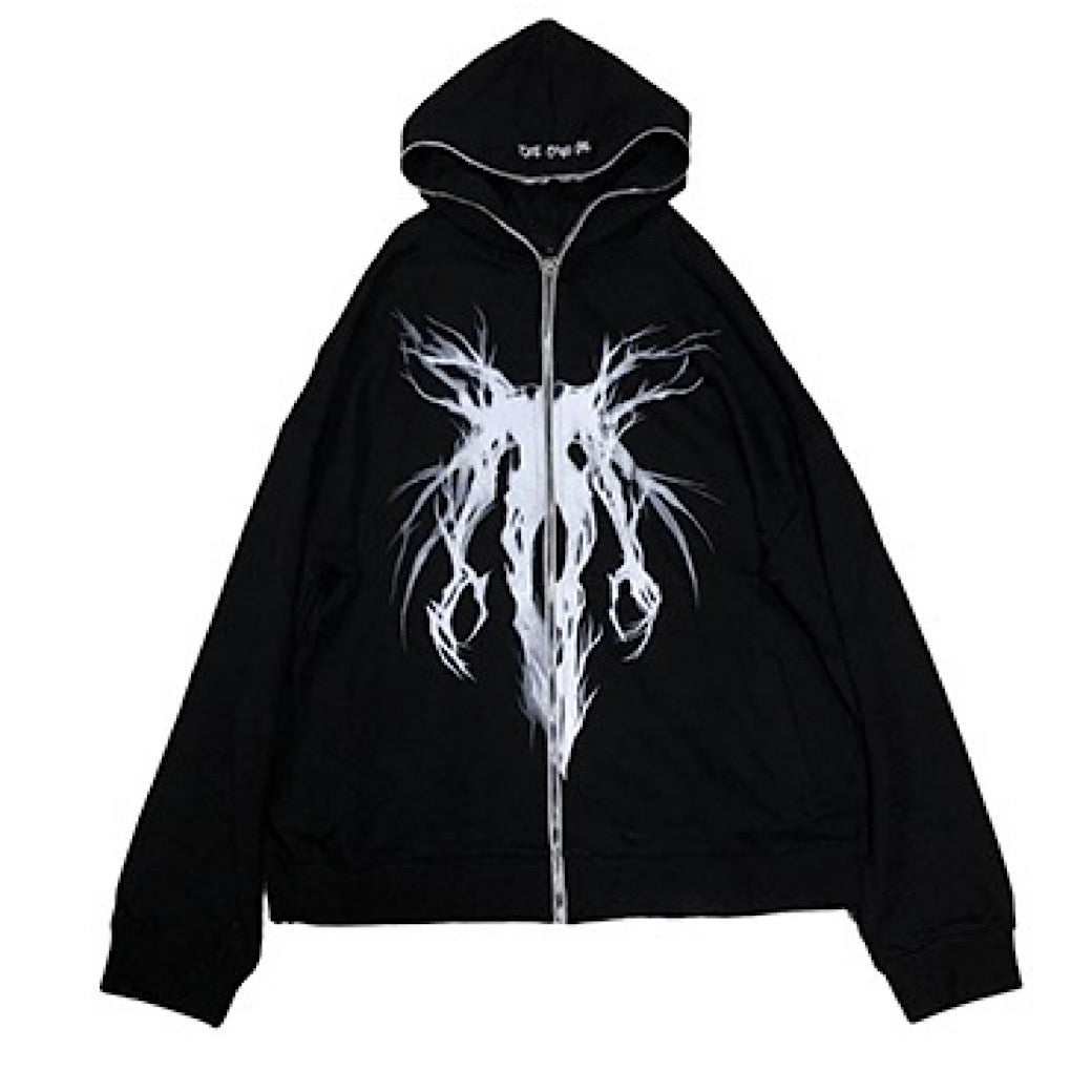 black punk graphic hoodie  US1153