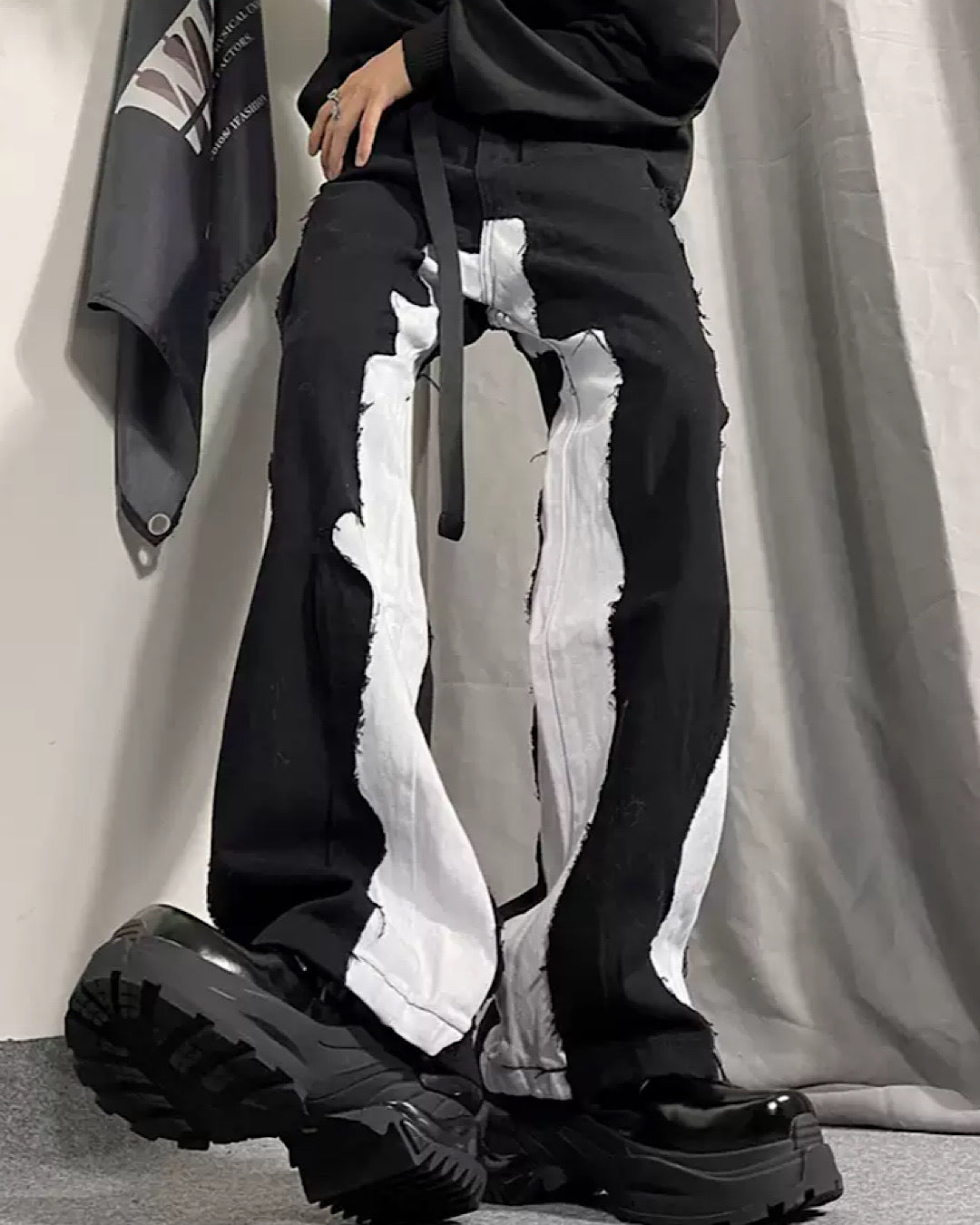 monochrome damage pants  US1352