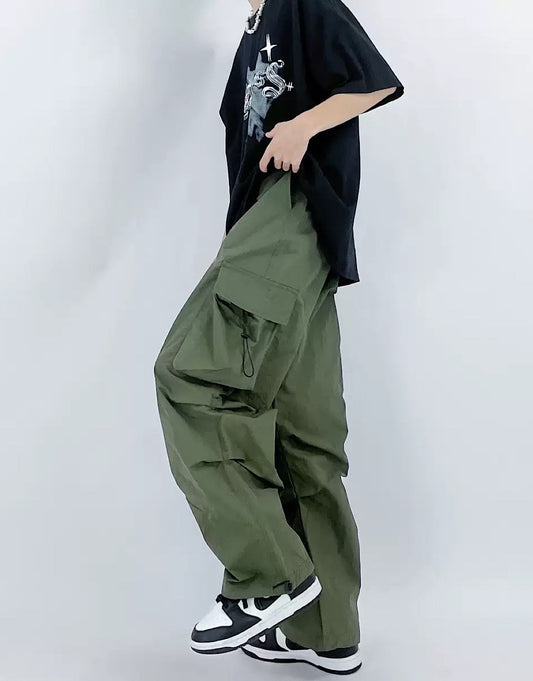 loose silhouette cargo pants  US1375