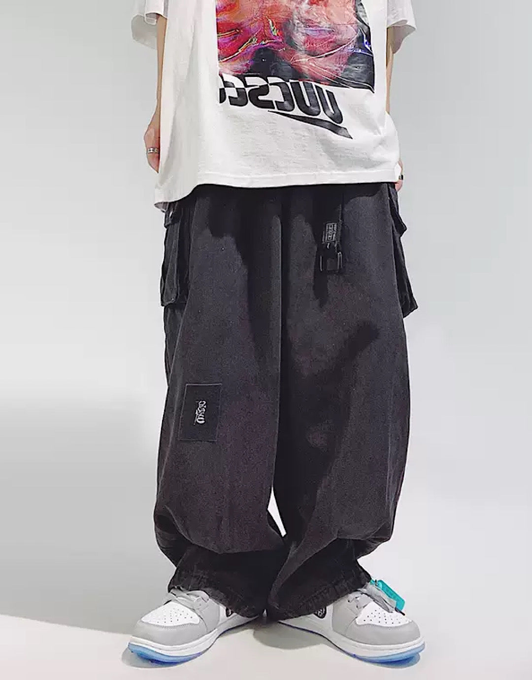 【UUCSCC】Folded black balloon pants  US0012