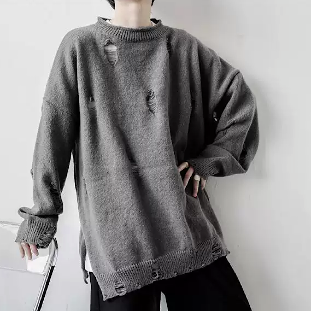 damage cut sweater  US1594