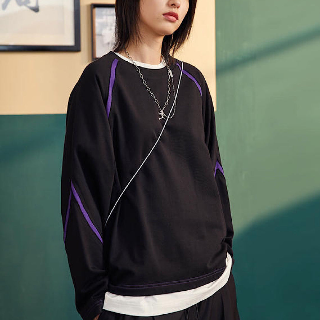 cross line long T-shirt  US1802