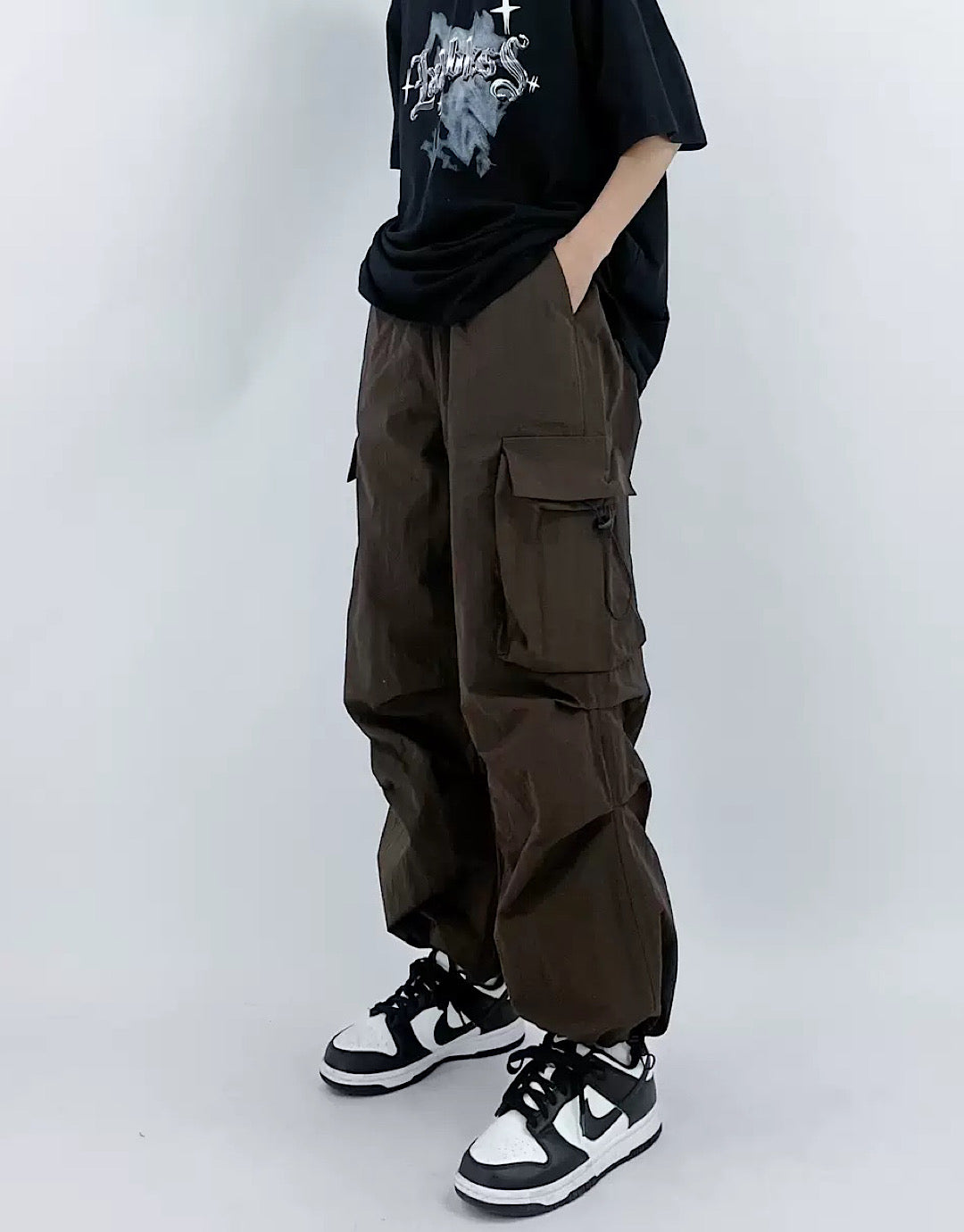 loose silhouette cargo pants  US1375