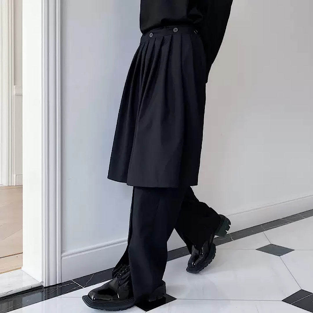 dark straight wide pants  US1012