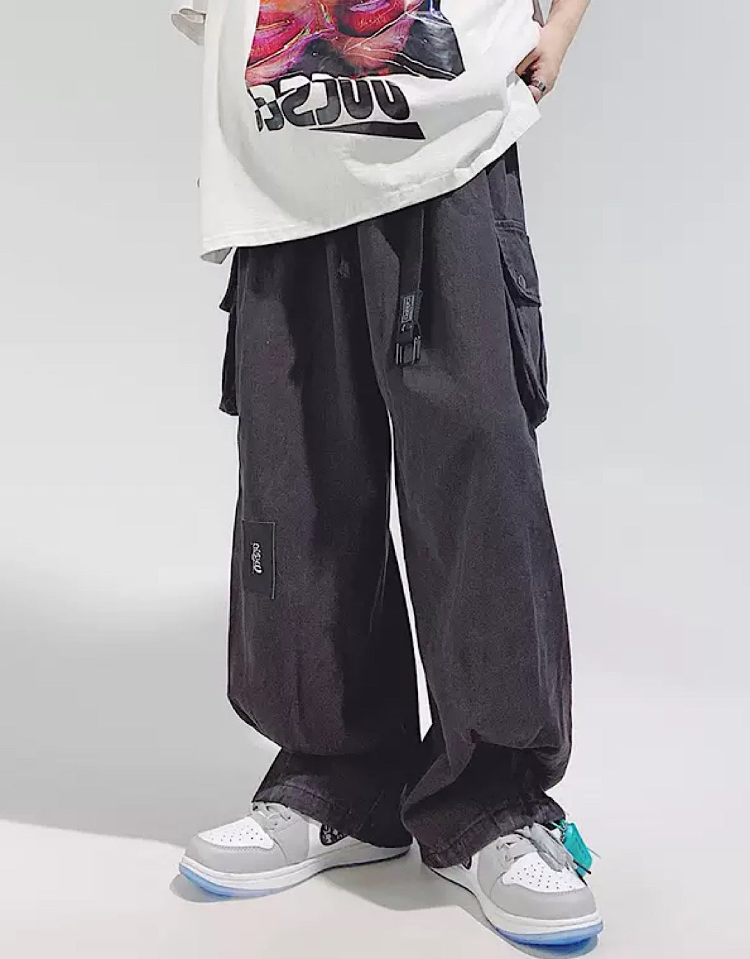 【UUCSCC】Folded black balloon pants  US0012