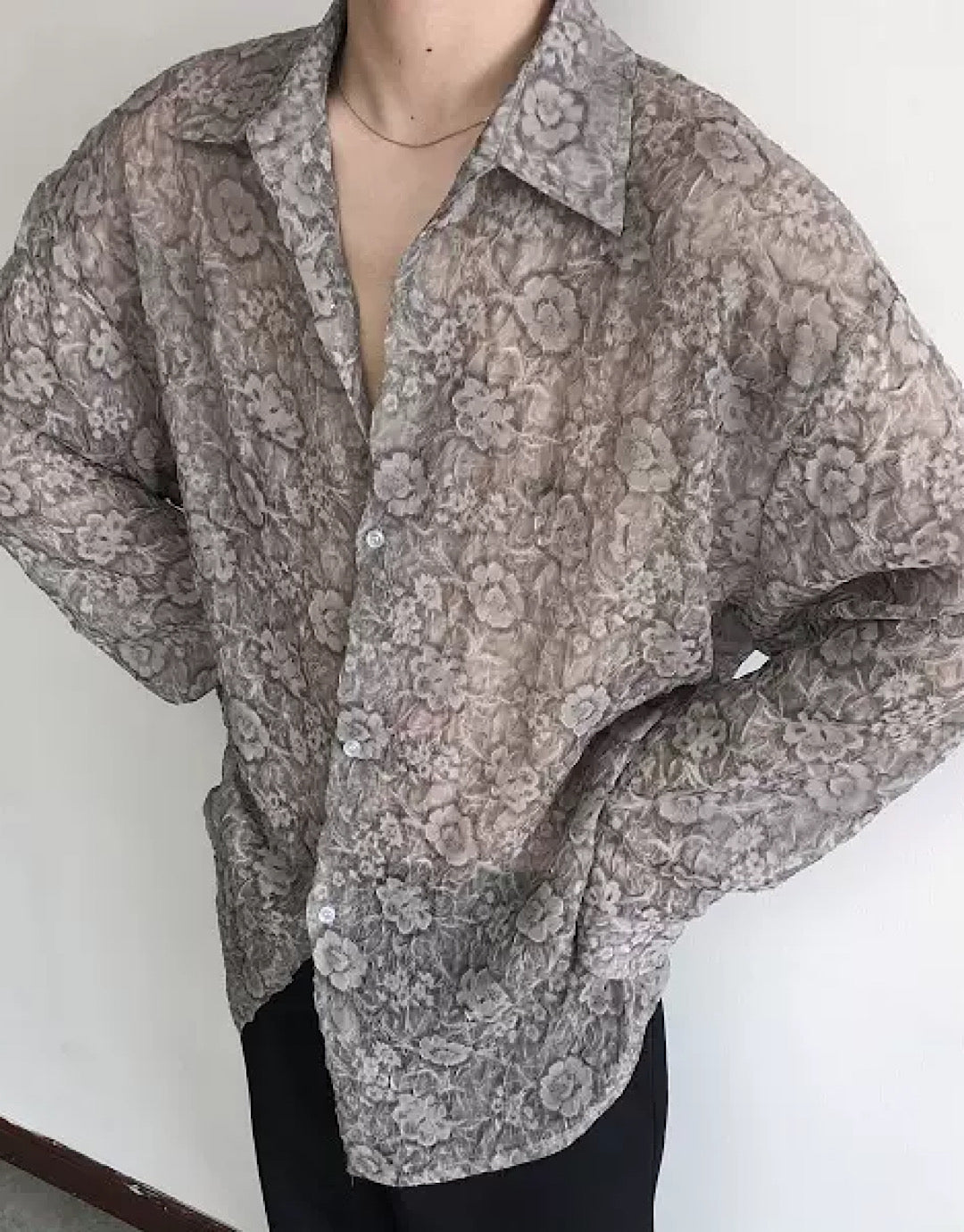 balpflower sheer shirt  US1960