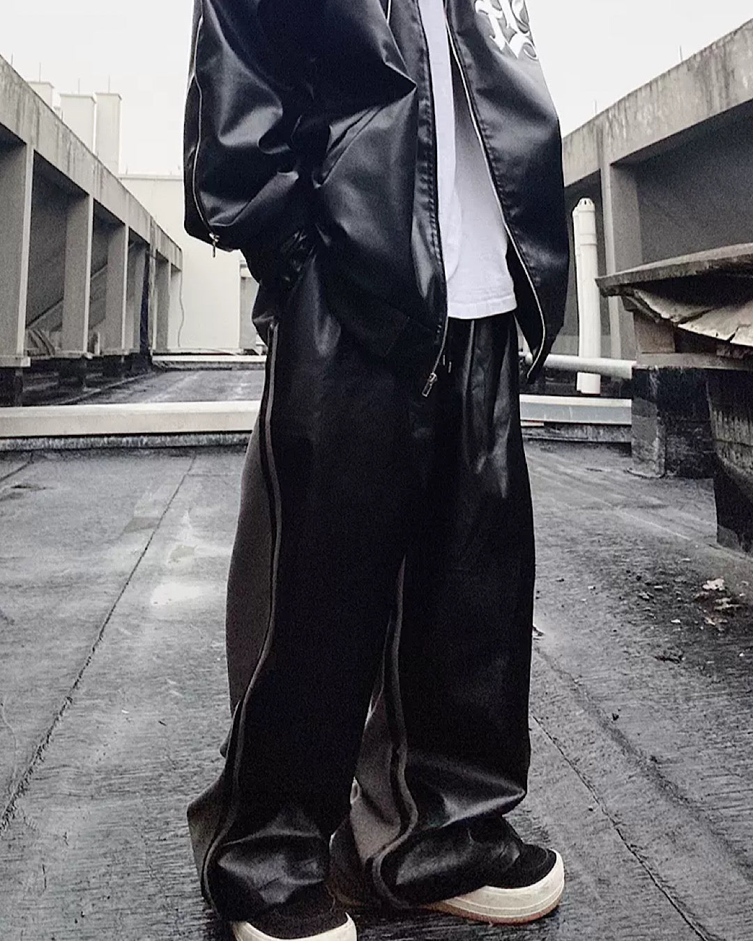 【UUCSCC】Grayline Widesilhouette Leather Pants  US0020