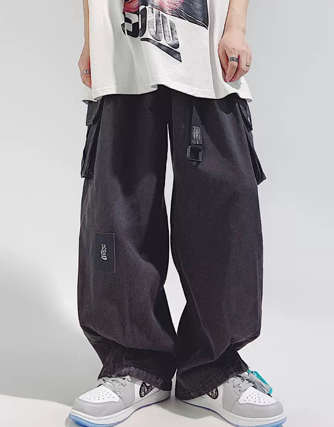 【UUCSCC】Folded black balloon pants  US0012