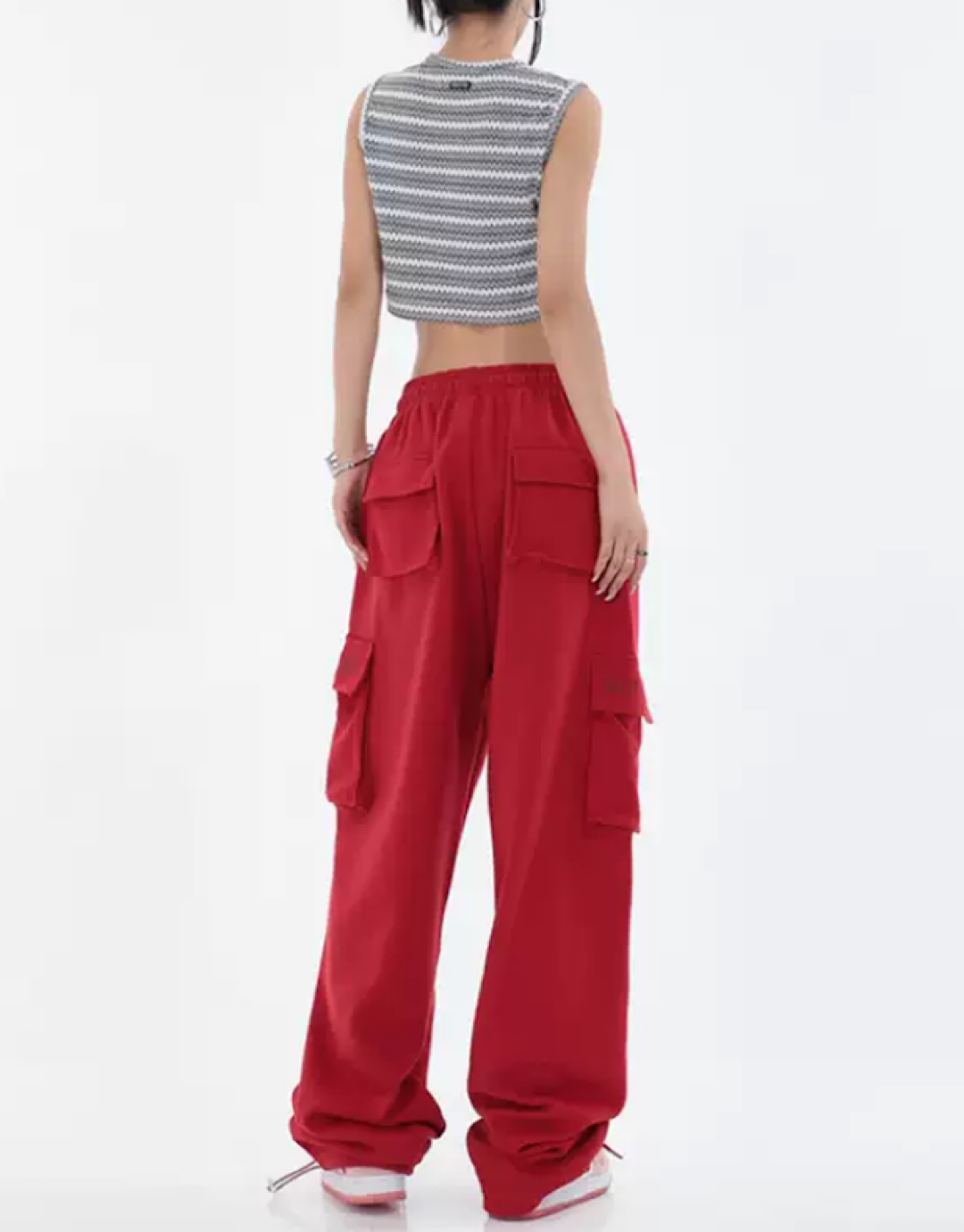 red sweat cargo pants  US1490