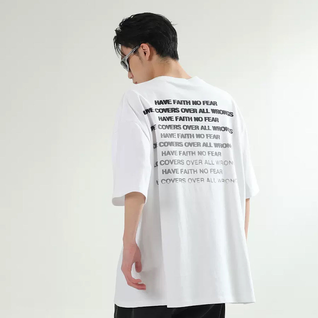 back sentence print T-shirt  US1029