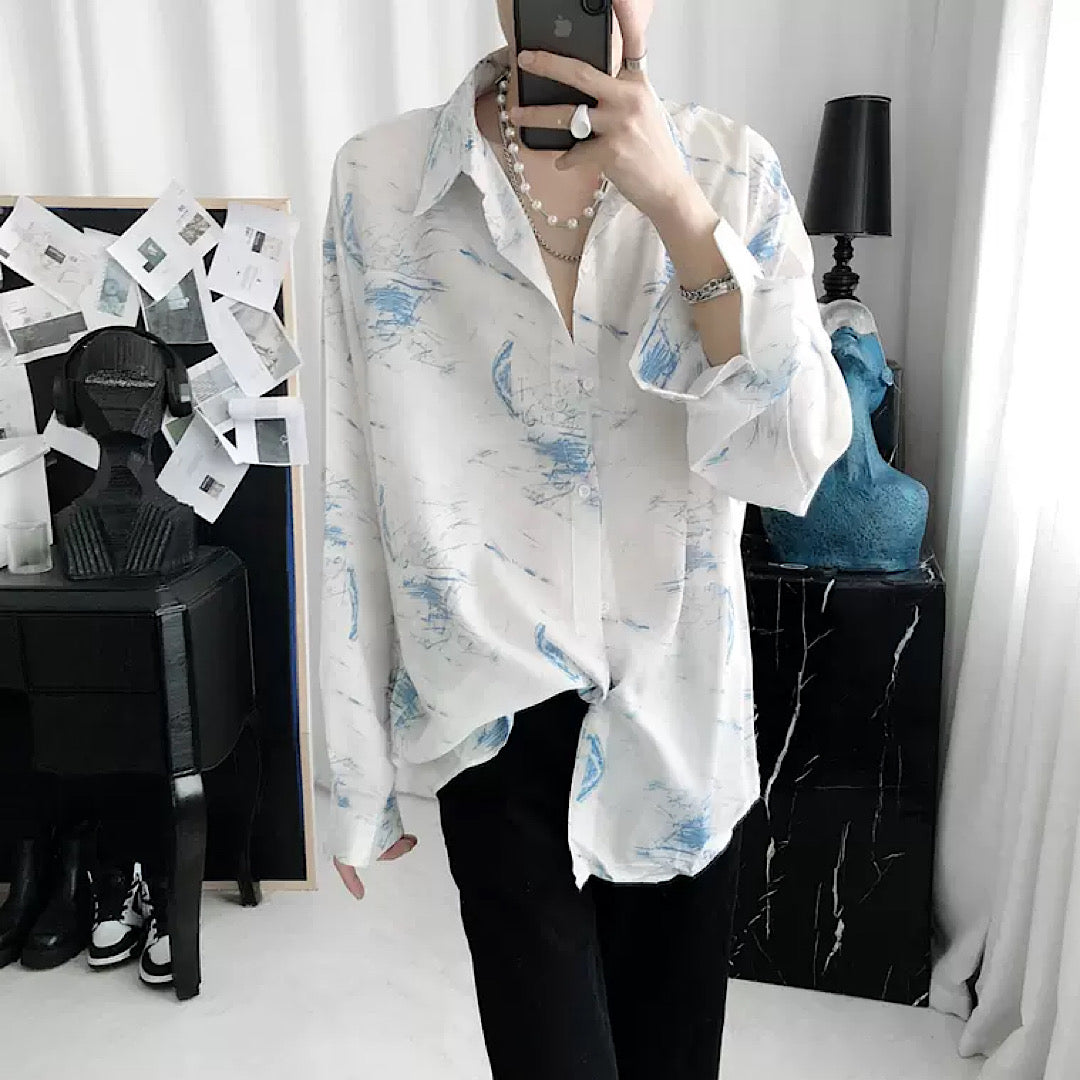 blue effect shirt  US1092