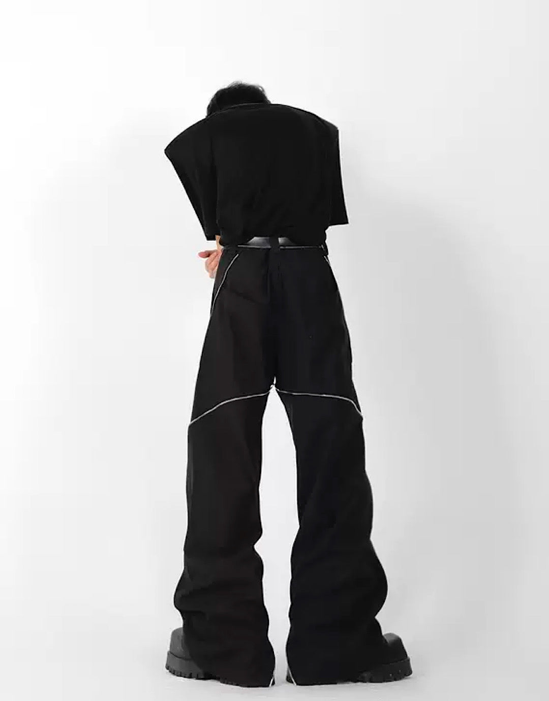 side zipper flared pants  US1853